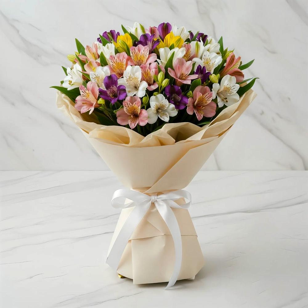 Букет цветов из: Альстромерии в Острове