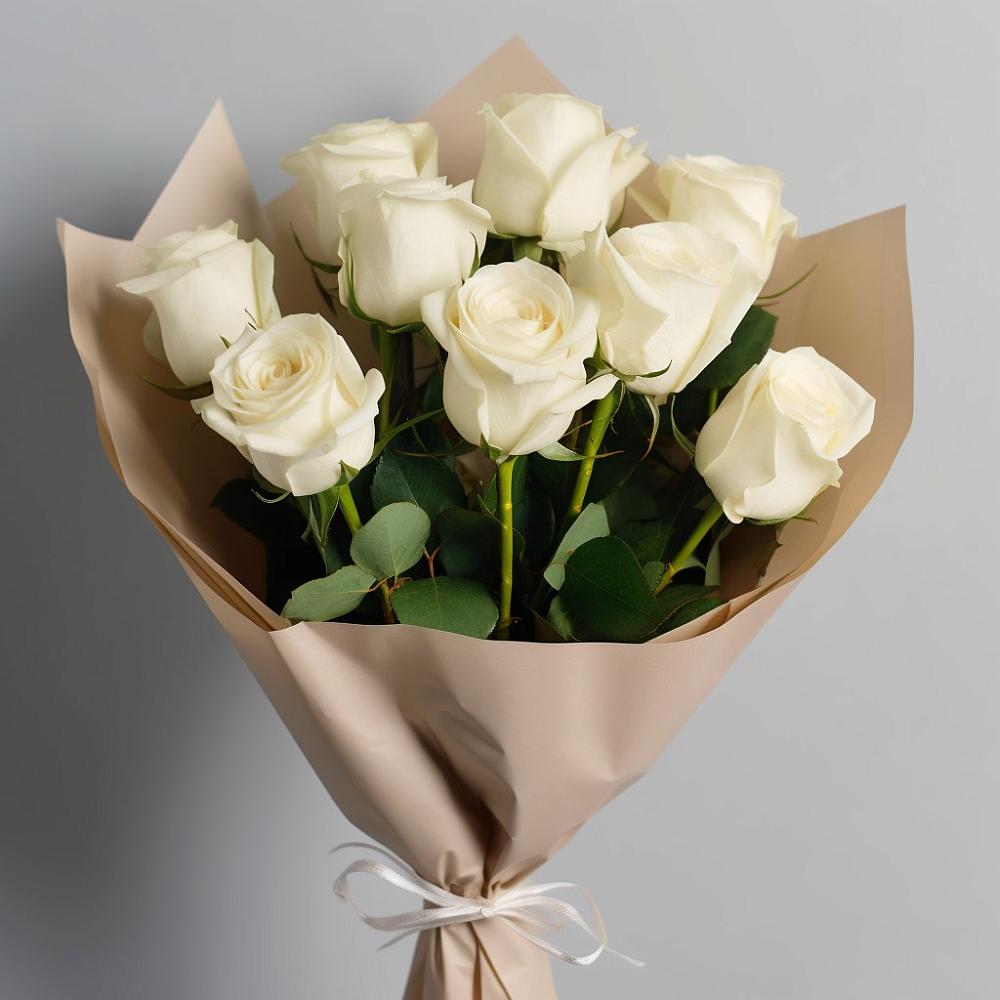 Букет 9 Белых роз Эдлесс Лав в Острове