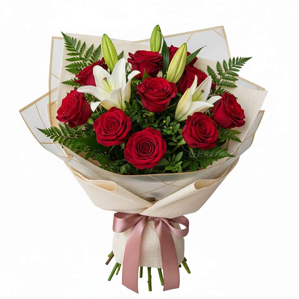 Букет цветов из: Лилии и Розы в Острове