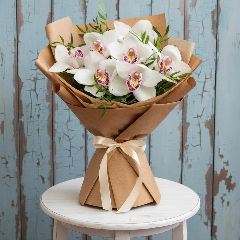 Букет цветов из: Орхидеи и Розы в Острове