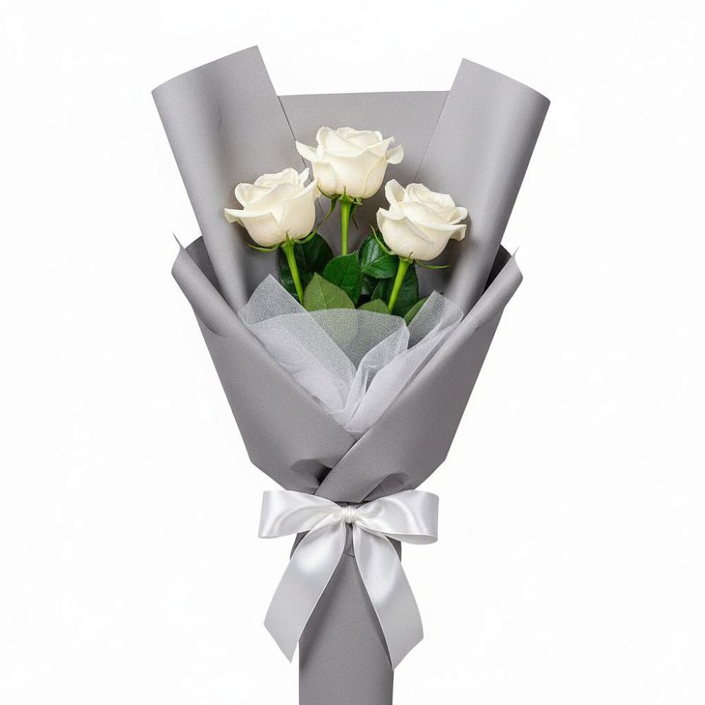 Букет 3 белые розы в Острове