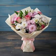 Букет цветов из:  Хризантемы, Альстромерии и Розы в Острове