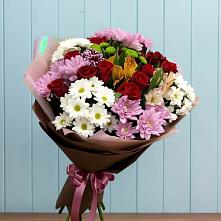 Букет цветов из:  Розы, Хризантемы и Альстромерии в Острове