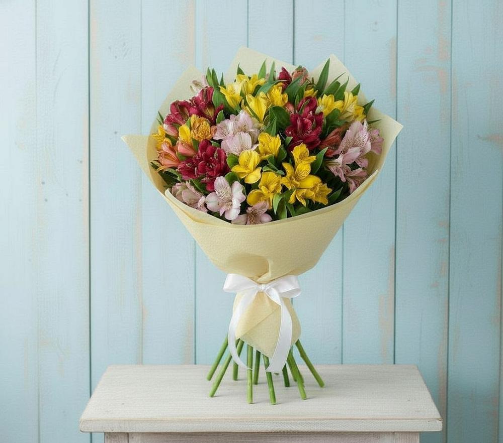 Букет цветов из: Альстромерии в Острове
