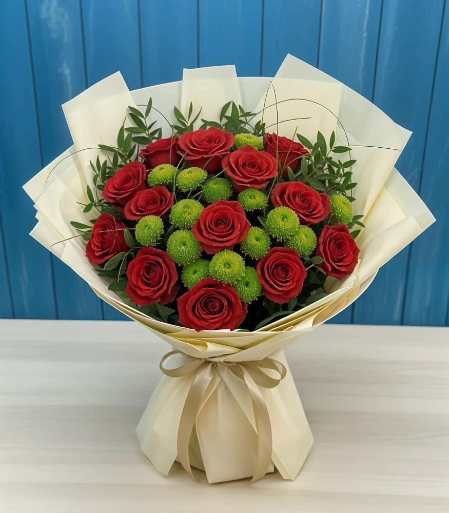 Букет цветов из: Розы и Хризантемы в Острове